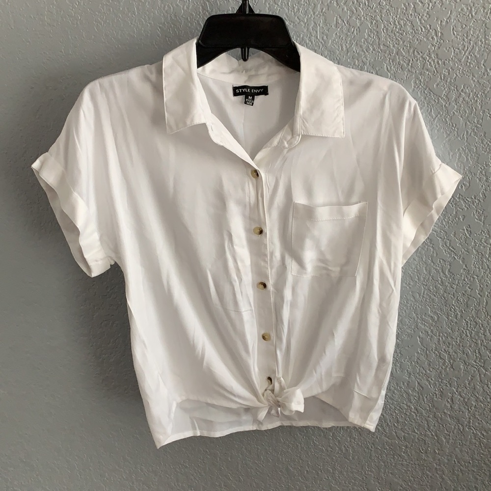 White Top with front tie, Size M